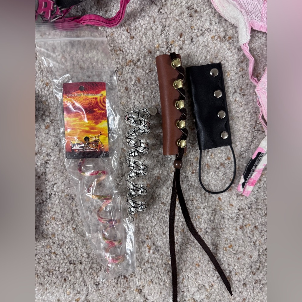 Leather Piny Tail Wraps& Bundle Drew Rag Head Covers.